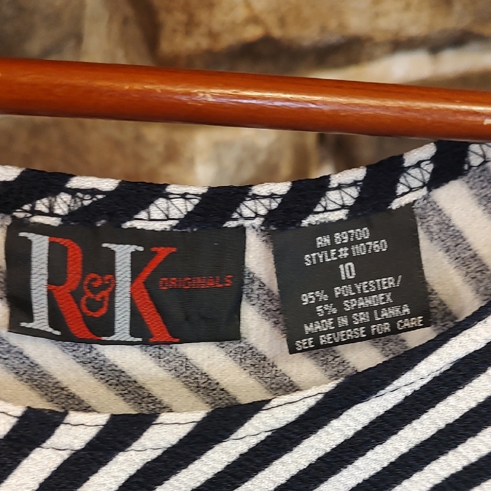 R&K Black and White Diagonal Striped Tank - Picture 6 of 8
